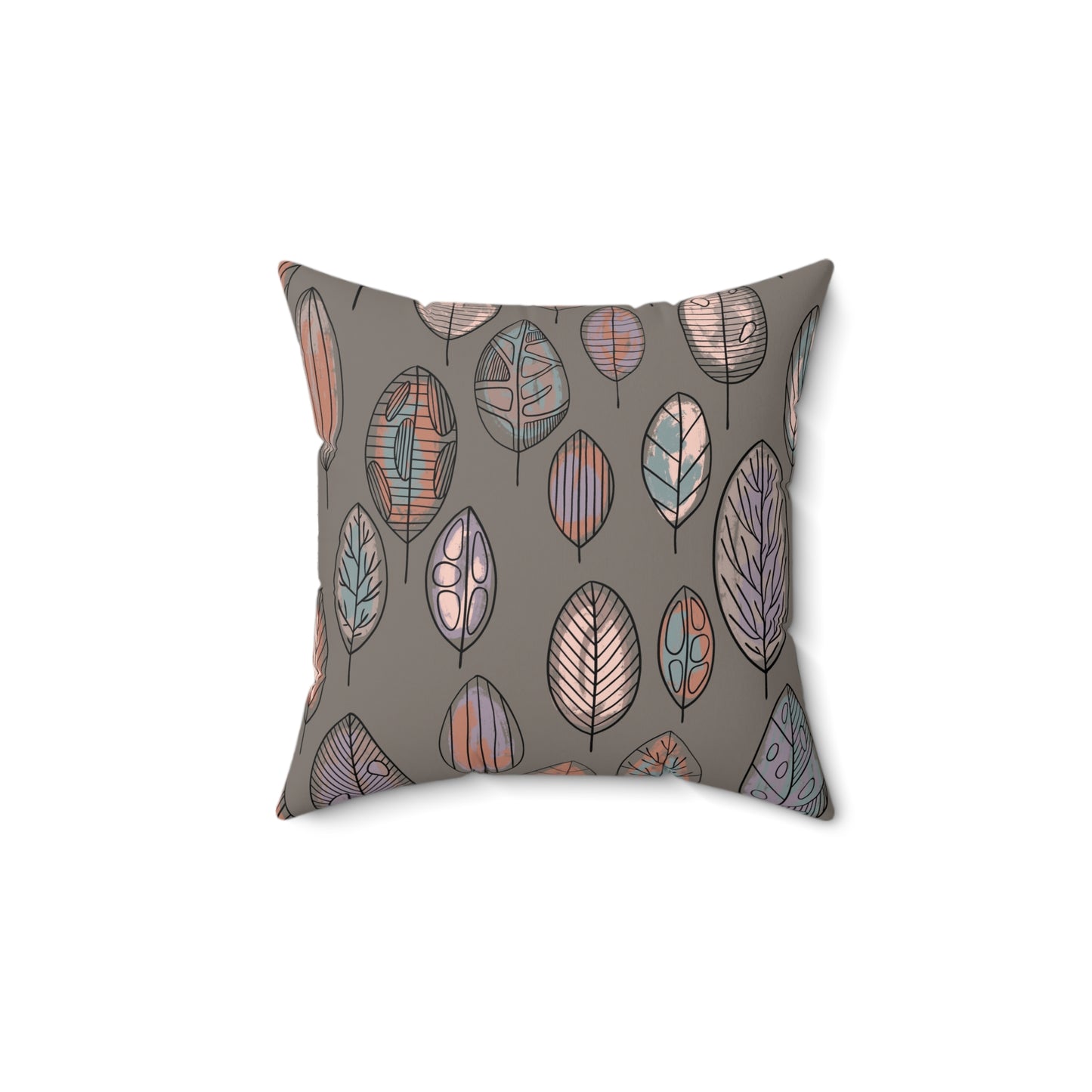 Fall Leaves Taupe Square Pillow