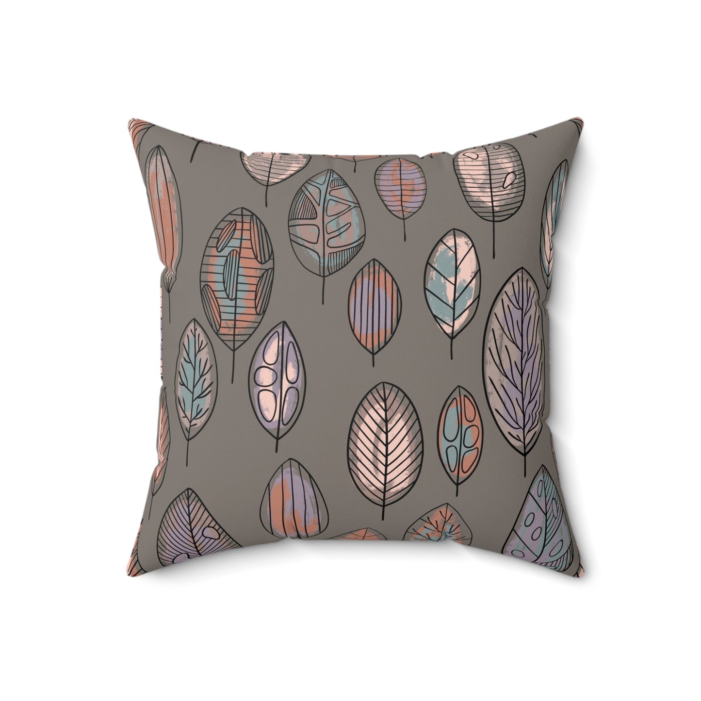 Fall Leaves Taupe Square Pillow