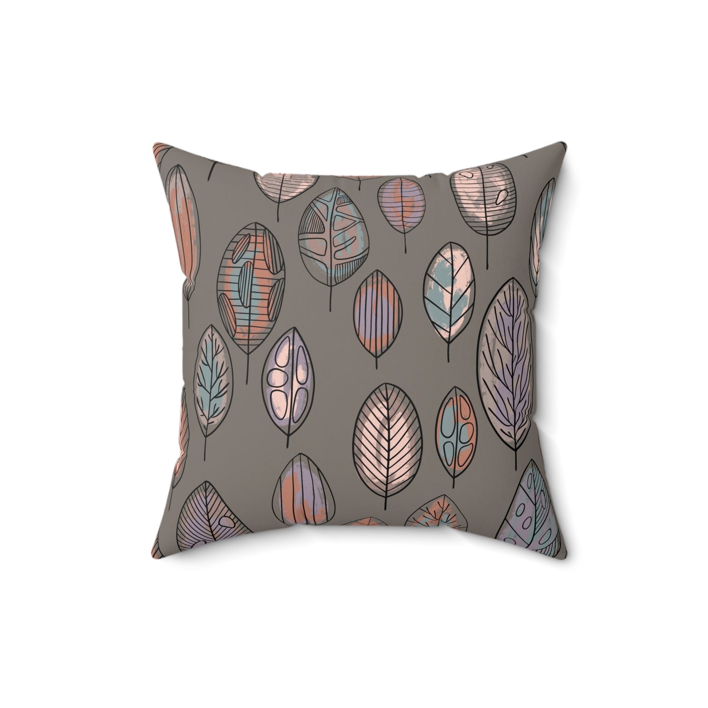 Fall Leaves Taupe Square Pillow