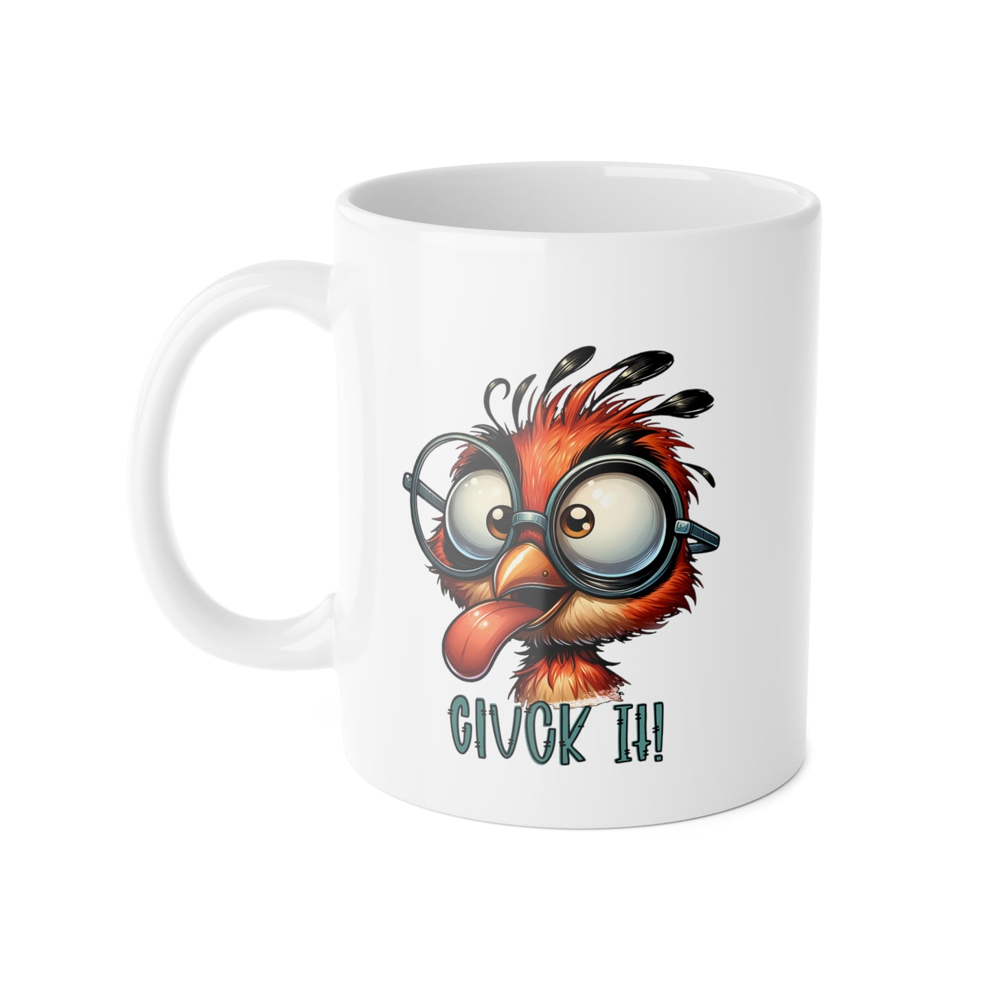 Cluck It! White Ceramic Mug, 11oz