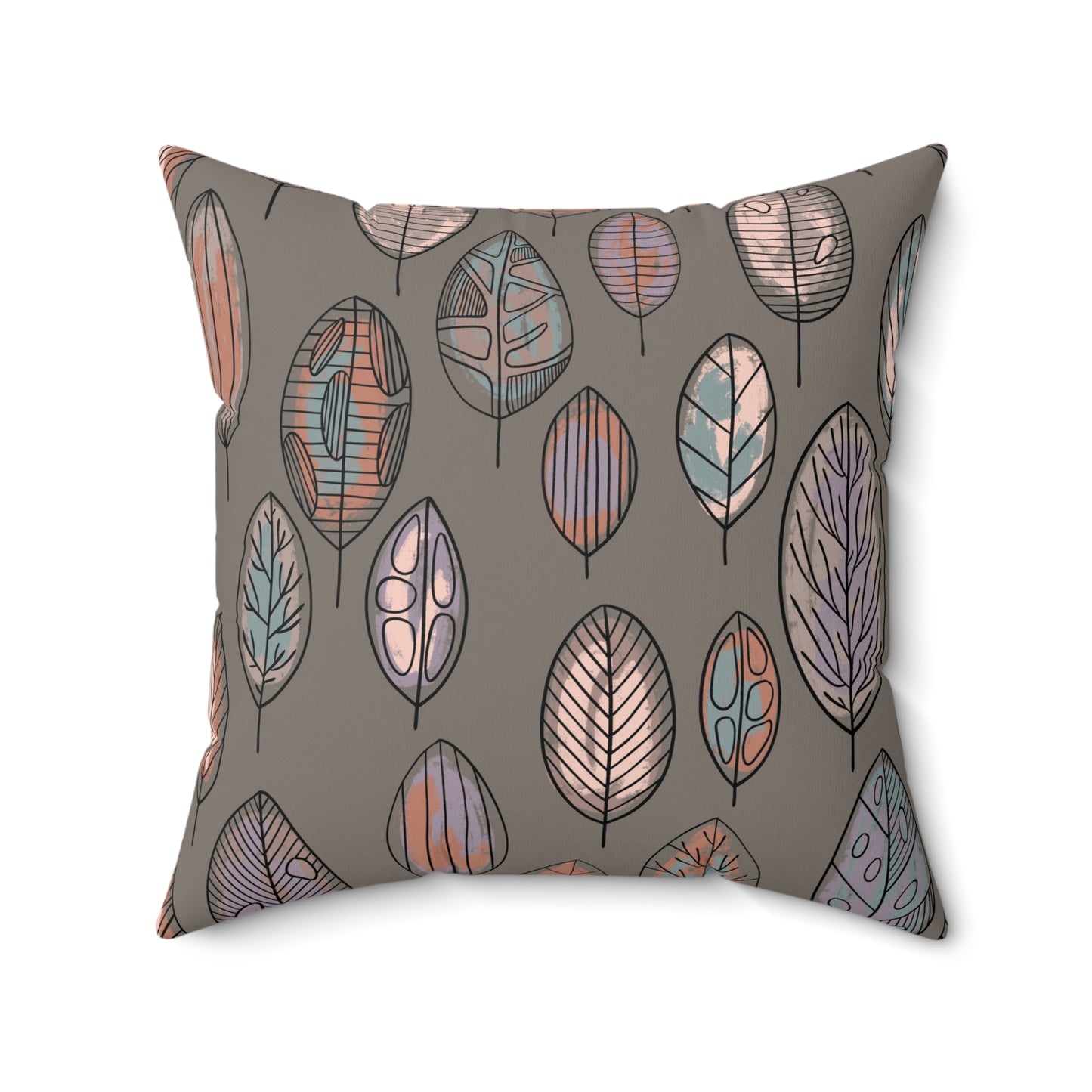 Fall Leaves Taupe Square Pillow