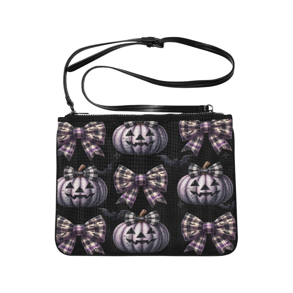 Pumpkin and Tie Bow Slim Clutch Bag